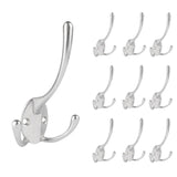 Un ensemble de dix patères yessential.fr 10x Nismo Silver à 2 crochets sur fond blanc : un crochet est agrandi au premier plan, les neuf autres sont représentés plus petits et soigneusement disposés en rangées.
