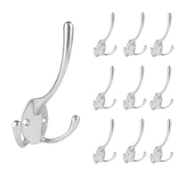 Un ensemble de dix patères yessential.fr 10x Nismo Silver à 2 crochets sur fond blanc : un crochet est agrandi au premier plan, les neuf autres sont représentés plus petits et soigneusement disposés en rangées.