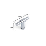 Le bouton 10x Cordero Chrome de yessential.fr, parfait comme boutons d'armoires de cuisine ou boutons de meubles chromés, est représenté sur un fond blanc avec des dimensions de 56 mm de large et 41 mm de haut.