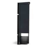 Vue latérale de la boîte aux lettres Nevio Anthracite yessential.fr avec un design rectangulaire épuré, des lignes épurées, une poche avant supérieure et une poche inférieure pour un look minimaliste moderne.