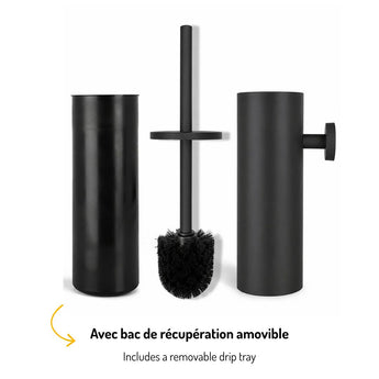 Ensemble porte-balai WC mural noir Branco
