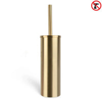 La Bruno Gold de yessential.fr est une brosse de toilette sur pied dorée avec support et tête remplaçable. Dans le coin supérieur droit, vous verrez un cercle rouge avec une icône de forage et une ligne : aucun perçage n'est requis.