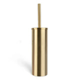 La brosse de toilette Bruno Gold de yessential.fr est une brosse dorée mince et cylindrique avec tête remplaçable, poignée et support assortis dans un design moderne et minimaliste.