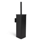 Le porte-brosse de toilette est doté d'un ensemble de brosse de toilette rectangulaire noir moderne et minimaliste avec couvercle et poignée assortis - un ajout élégant à votre salle de bain.