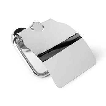 Le porte-rouleau de papier toilette Julio Chrome avec rabat de yessential.fr est un support brillant et moderne avec rabat en métal incurvé et fixation murale ronde - parfait comme ajout élégant à vos accessoires de toilettes modernes.