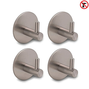 Les 4 crochets à serviettes Rudro Gunmetal de yessential.fr ont une finition en bronze brossé, des bases rondes et des chevilles cylindriques. Ces supports autocollants sont faciles à installer sans outils – aucun perçage requis.