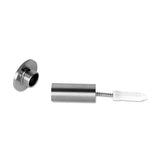 Le 4x Carreno Stainless Steel de yessential.fr est un support mural en acier inoxydable avec un support cylindrique amovible et un ancrage mural en plastique, idéal comme accessoire de salle de bain ou pour organiser des crochets à serviettes, représenté sur fond blanc.
