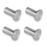 Lot de 4 crochets porte-serviettes Carreno en acier inoxydable de yessential.fr, avec base cylindrique et têtes larges. Idéal comme accessoire de salle de bain élégant, présenté sur fond blanc en deux rangées de deux.