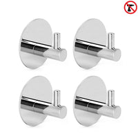 Les 4x Rudro Chrome de yessential.fr sont des crochets à serviettes ronds autocollants argentés avec des clips cylindriques. Aucun perçage requis – il suffit de les coller. Design moderne et minimaliste sur fond blanc avec une icône sans perçage.