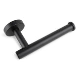 L'ensemble WC Lorenzo Black de yessential.fr est un porte-roueau de papier toilette mural noir mat avec base ronde et soutiens-gorge droits - prêt pour les toilettes modernes et les accessoires luxueux de la salle de bain noir mat.