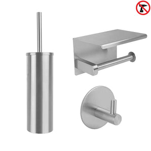 Juano Inox Brossé WC Set (no-drill)