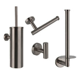 L'ensemble WC Corrado Gunmetal de yessential.fr se compose d'un ensemble brosse WC, d'un porte-papier peint, d'un porte-rouleau de rechange et d'un crochet pour peignoir en métal brossé - des accessoires modernes pour améliorer n'importe quelle salle de bain.