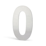 L'Adamo Inox 30 cm de yessential.fr est un chiffre zéro métallique avec une finition argent brossé, posé debout sur un fond blanc - idéal pour faire ressortir votre adresse.