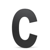 Une grande lettre C Adamo Black de 15 cm de yessential.fr sur fond blanc - idéale comme numéro de maison noir moderne ou comme numéro de maison en acier inoxydable pour votre maison.
