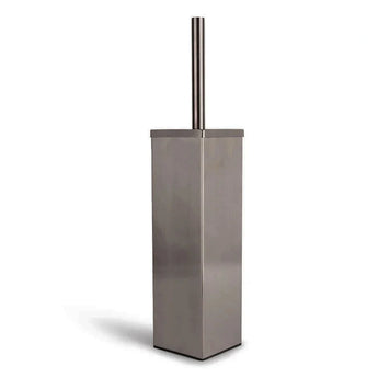 La brosse de toilette Velasco Gunmetal de yessential.fr a un design moderne et élégant avec une haute poignée en acier inoxydable et un support rectangulaire vertical pour un look élégant et autonome.