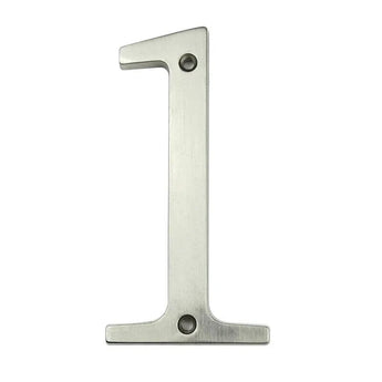 Le Matteo Nickel 10 cm de yessential.fr est un numéro 1 en métal avec un design brossé, doté de deux trous de vis pour un montage facile - parfait pour ceux qui recherchent des numéros de maison en nickel élégants comme Matteo.