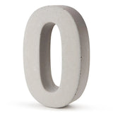 Un grand chiffre zéro blanc tridimensionnel en béton Enrico 20 cm de yessential.fr se tient debout sur un fond uni. La surface lisse est ornée de taches sombres rappelant des numéros de maison en béton élégants et durables.