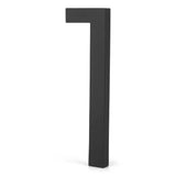 Le Milano Black 15 cm de yessential.fr est un numéro un noir mat en trois dimensions, debout sur un fond blanc - idéal comme accent de numéro de maison moderne pour n'importe quelle entrée.
