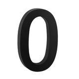 L'Angelo Black 30 cm de yessential.fr, un zéro noir tridimensionnel élégant, se dresse sur un fond blanc et est légèrement incliné vers la droite - idéal comme numéro de maison noir moderne.