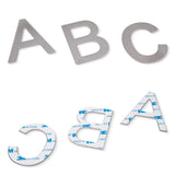 Les lettres Animo en acier inoxydable de 7,6 cm (ne pas percer) de yessential.fr sont présentées : métalliques A, B et C avec support autocollant 3M. Parfait comme numéro de maison autocollant – Facile à installer sans perçage. Rangée supérieure : vue de face ; en bas : bandes adhésives.