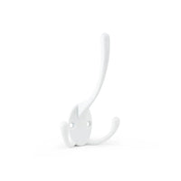 Le crochet Nismo White à 2 crochets de yessential.fr est un patère moderne avec un long crochet supérieur incurvé et un crochet inférieur plus court, sur un fond blanc uni.