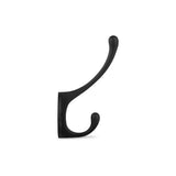 Le Nismo Black 1-Hook de yessential.fr est une patère noire avec deux poteaux incurvés sur une base rectangulaire, parfaite pour un look moderne sur un fond blanc.