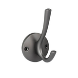 L'Eduardo Gunmetal de yessential.fr est une patère élégante en bronze mat avec deux broches, une longue et une courte, montées sur une base ronde avec deux vis visibles.