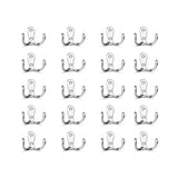 Un ensemble de 20 crochets muraux doubles Pagano Chrome de yessential.fr, chacun avec deux broches incurvées et une plaque de montage centrale, disposés dans une grille 4x4 sur un fond blanc - un ensemble de patères chromées parfait.