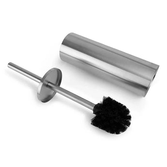 L'ensemble de toilettes Ludo en acier inoxydable de yessential.fr est une brosse de toilette moderne en acier inoxydable avec une tête de brosse noire, un long manche en métal et un support cylindrique. Il est facile à installer sans perçage pour une installation sans tracas dans n'importe quelle salle de bain.