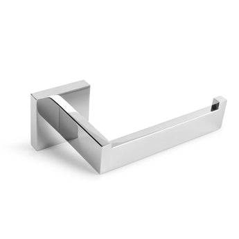 Le Vero Chrome Deluxe de yessential.fr est un luxueux porte-rouleau de papier toilette carré avec une finition chromée moderne et un bras angulaire ouvert, parfait pour une salle de bain élégante.
