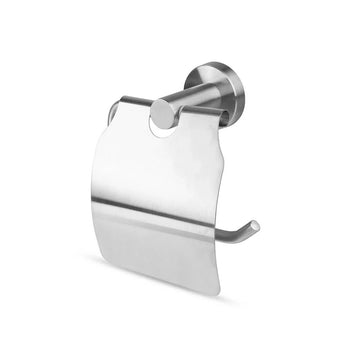 Le porte-rouleau de papier toilette Julio en acier inoxydable de yessential.fr est un support élégant en acier inoxydable avec rabat, plaque de recouvrement incurvée et bras horizontal pour suspendre avec style votre papier toilette.