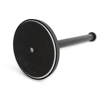 Le Jurado Black de yessential.fr est une planche d'équilibrage avec une poignée cylindrique, une plateforme ronde et plate noire et une surface de préhension texturée - parfaite pour l'exercice ou la physiothérapie.