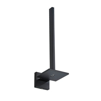 Le porte-rouleau de rechange Bellino Black de yessential.fr est un support de toilette mural en métal noir moderne et minimaliste avec une étagère plate et une tige verticale haute - idéal pour suspendre ou exposer avec style des objets dans votre salle de bain.