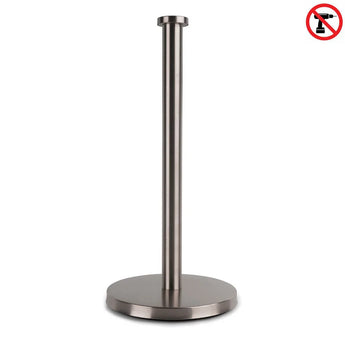 L'ensemble de toilettes Delo Gunmetal (sans perçage) de yessential.fr présente une conception autoportante avec une base ronde et un symbole « pas de perçage » dans le coin supérieur droit, indiquant qu'aucun perçage n'est requis pour l'installation.