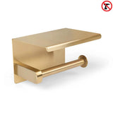 L'ensemble de toilettes Ludo Gold de yessential.fr comprend un support de toilette mural doré avec une étagère plate. Cet accessoire de toilette fait partie d'un ensemble d'accessoires de toilette sans perçage et s'installe facilement sans perçage.