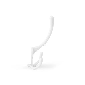 Le crochet Nismo White 2 de yessential.fr comporte deux broches incurvées - une plus grande au-dessus d'une plus petite - debout sur un fond blanc, parfaites pour ceux qui recherchent un style moderne et une fonctionnalité dans les patères.