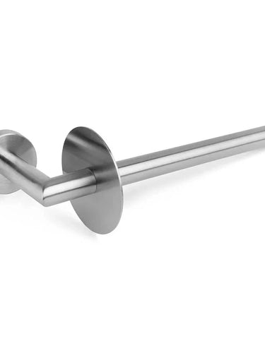 L'ensemble de toilettes Corrado en acier inoxydable de yessential.fr est une toilette murale en acier inoxydable avec un bras cylindrique minimaliste et une base ronde, parfaite pour les accessoires de salle de bain élégants en acier inoxydable.