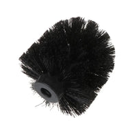 La brosse supplémentaire yessential.fr est une tête de brosse noire ronde remplaçable avec des poils denses et rigides et un trou central pour la fixation de la poignée - parfaite pour un nettoyage efficace des toilettes, représentée sur un fond blanc.