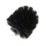 La brosse supplémentaire yessential.fr est une tête de brosse noire ronde remplaçable avec des poils denses et rigides et un trou central pour la fixation de la poignée - parfaite pour un nettoyage efficace des toilettes, représentée sur un fond blanc.