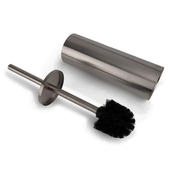 L'ensemble WC Tygo Gunmetal de yessential.fr est doté d'un support fin en acier inoxydable avec une brosse à poils noirs, élégant et pratique, facile à installer sans perçage (sans perçage).
