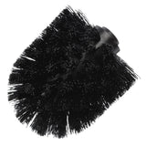 La brosse supplémentaire yessential.fr est une tête de brosse WC ronde et noire avec des poils denses et rigides – idéale pour un nettoyage en profondeur. Parfait comme tête de brosse remplaçable pour votre porte-brosse de toilette. Sur la photo sur un fond blanc.