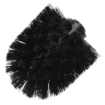 La brosse supplémentaire yessential.fr est une tête de brosse WC ronde et noire avec des poils denses et rigides – idéale pour un nettoyage en profondeur. Parfait comme tête de brosse remplaçable pour votre porte-brosse de toilette. Sur la photo sur un fond blanc.